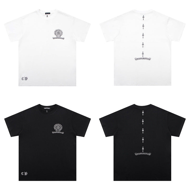 CHH Chrome Heart T Shirts Cross Color Printed Short Sleeve T-Shirt