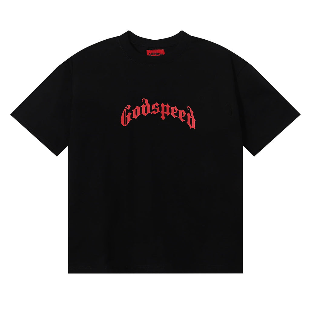 Godspeed T-shirts Skull Rose Clock Plate Double Yarn Cotton Casual Short Sleeve Men and Women